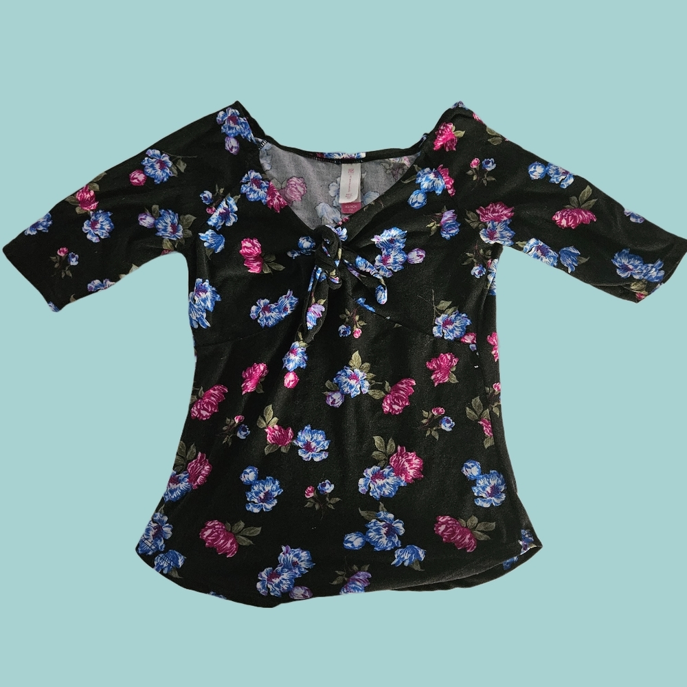 floral tied half sleeve shirt